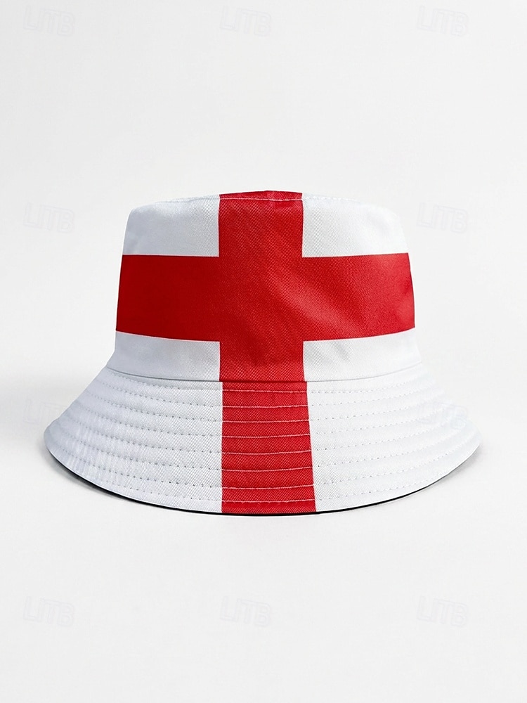 Herr vändbar polyesterkeps, tryckt med Englands flagga, lätt fotbollsfankeps för matchdag, supportrar, fritidssporter, utomhuskläder 2026 - $11.99 –P3