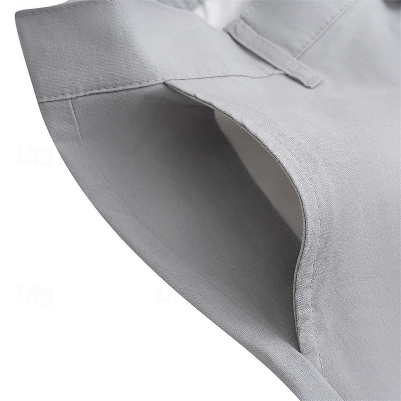 Herren Leinenhosen Hose Anzughose Sommerhose Knöpfe Fronttasche Gerader Schnitt Einfach Komfort tragbar Volle Länge Lässig Täglich Geschäft Urlaub Mode Schwarz Weiß Unelastisch 2026 - $29.99 –P6