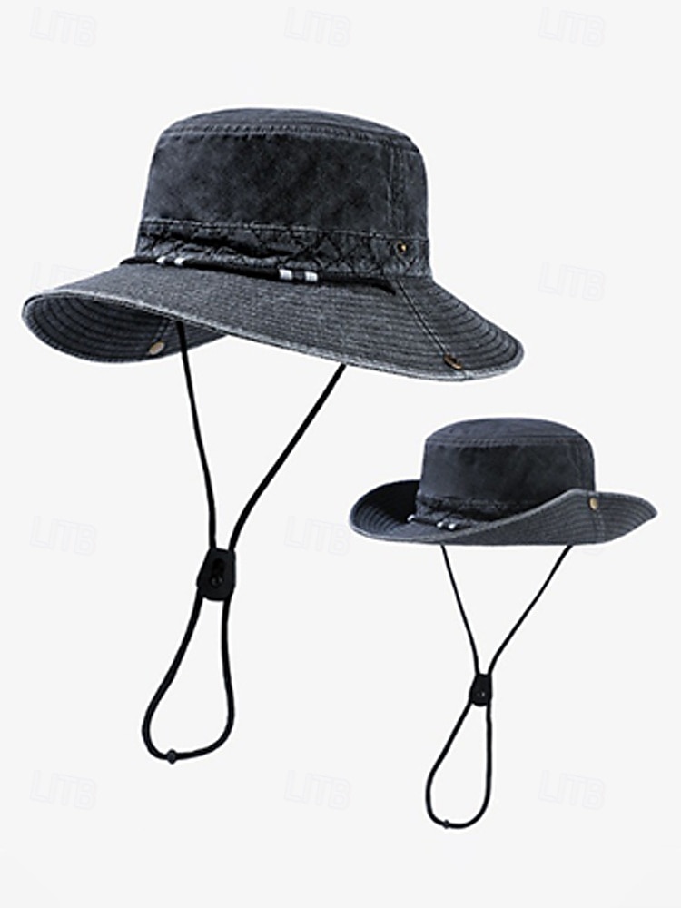 Vintage western cowboy zonnehoed voor heren, veelkleurige polyester outdoorhoed met opvouwbare rand en kinband, ideaal voor vakanties, wandelen, vissen en dagelijks gebruik. 2026 - $18.99 –P13