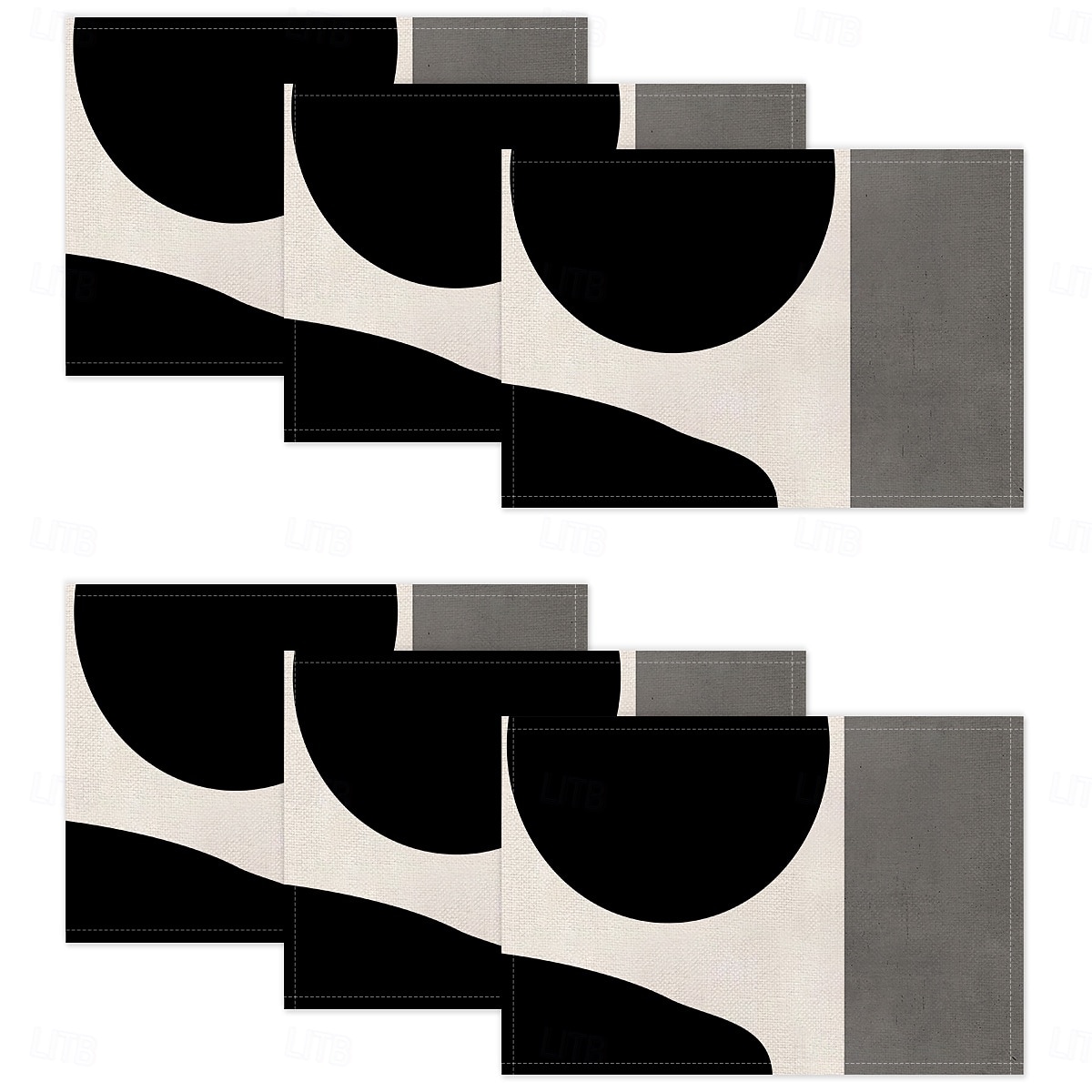 Черно-белая геометрическая салфетка под тарелку, прямоугольная, из 100% полиэстера, с абстрактным геометрическим узором, можно стирать в машине, термостойкая. 2026 - $9.49 –P11