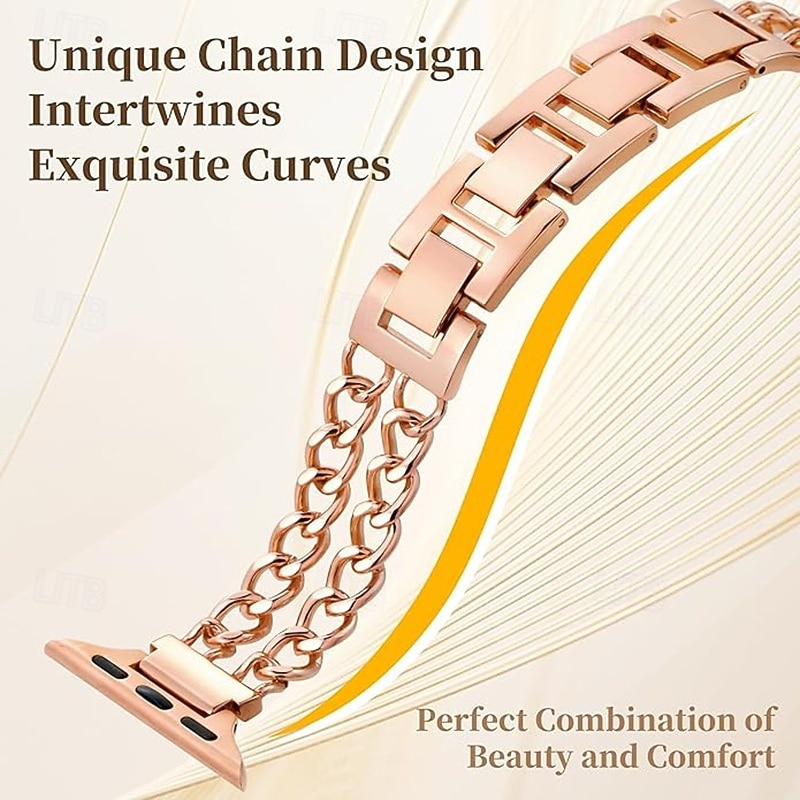 Jewelry Bracelet Compatible with Apple Watch band 38mm 40mm 41mm 42mm 44mm 45mm 46mm 49mm Glitter Double Chain Luxury Alloy Strap Replacement Wristband for iwatch Ultra 3 2 Series 11 10 9 8 7 SE 6 5 2026 - $16.99 –P18