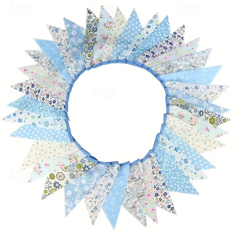 Bandeirinhas de tecido floral estilo campestre de 10m/393,7 polegadas, bandeirinhas de cordão para pendurar em ambientes internos e externos, bandeirinhas de puxar com estampa floral vintage para de 2026 por $24.99 –P13