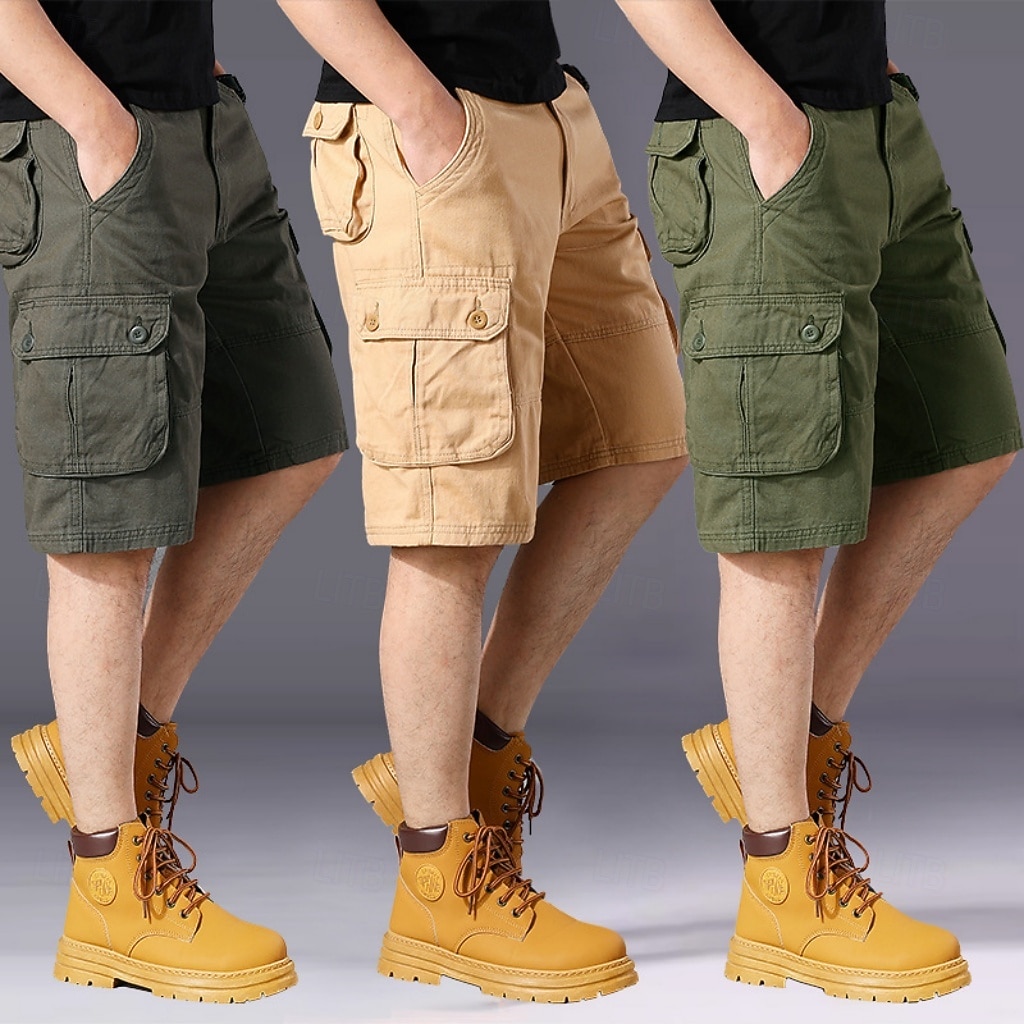 Homme Pantalon cargo Shorts cargo Shorts Short décontracté Multi-poches Uni Couleur Pleine Séchage Rapide Longueur Genou Extérieur Salle de sport Entraînement Sports Sportif Noir Vert Non Elastique de 2026 ? $29.99 –P1