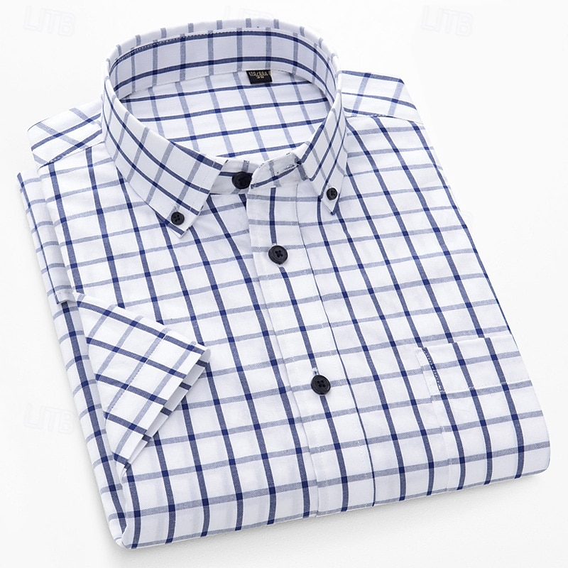 Homens Camisa Social Saia camisa de botão Camisa Oxford Bloco de cor Casual Diário Branco Amarelo Azul Marinha Azul Royal Manga Curta Aberto para a Lateral Verão Primavera Roupa Patchwork de 2026 por $36.99 –P4