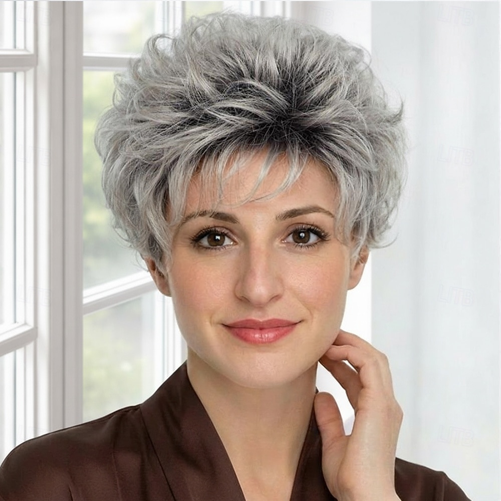 Peruca sintética curta e elegante estilo pixie para mulheres - loiro claro com mechas sutis e volume texturizado. de 2026 por $29.99 –P3