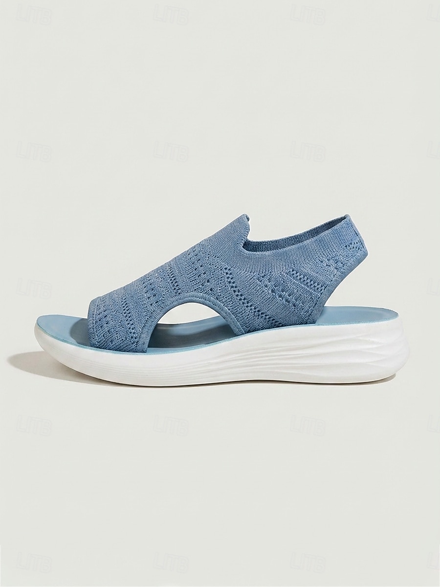 Sandálias esportivas femininas de malha azul – tecido elástico respirável, sandálias leves e confortáveis com sola acolchoada, ideais para caminhadas e viagens no verão. &roupa para uso diário de 2026 por $26.99 –P5
