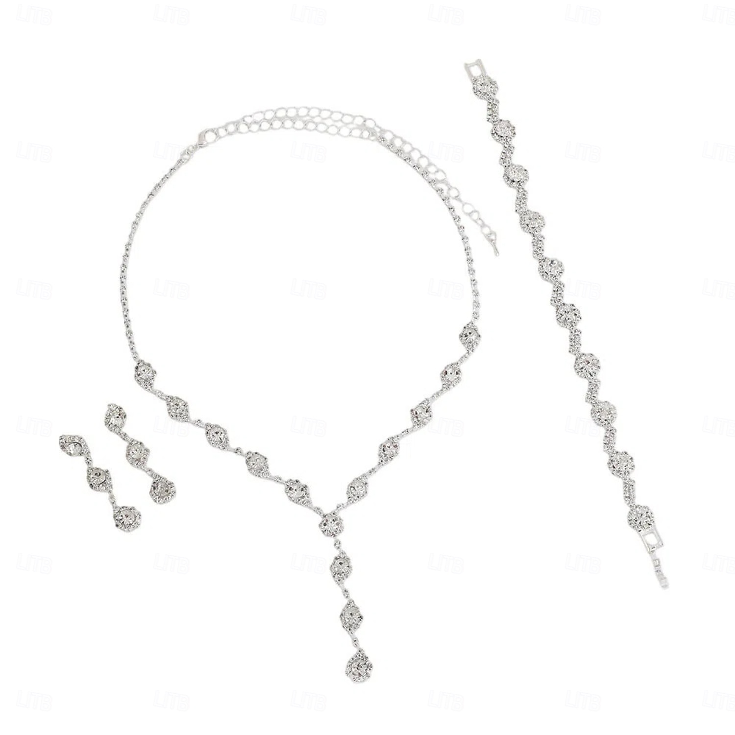 Jewelry Set Three-piece Suit Chrome 1 Necklace 1 Bracelet Earrings Women's Elegant Stylish Jewelry Set For Party Wedding 2026 - $17.49 –P4