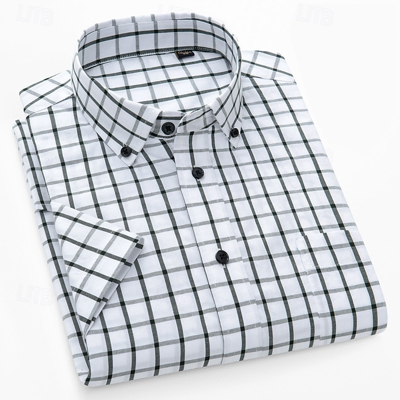 Homens Camisa Social Saia camisa de botão Camisa Oxford Bloco de cor Casual Diário Branco Amarelo Azul Marinha Azul Royal Manga Curta Aberto para a Lateral Verão Primavera Roupa Patchwork de 2026 por $36.99 –P5