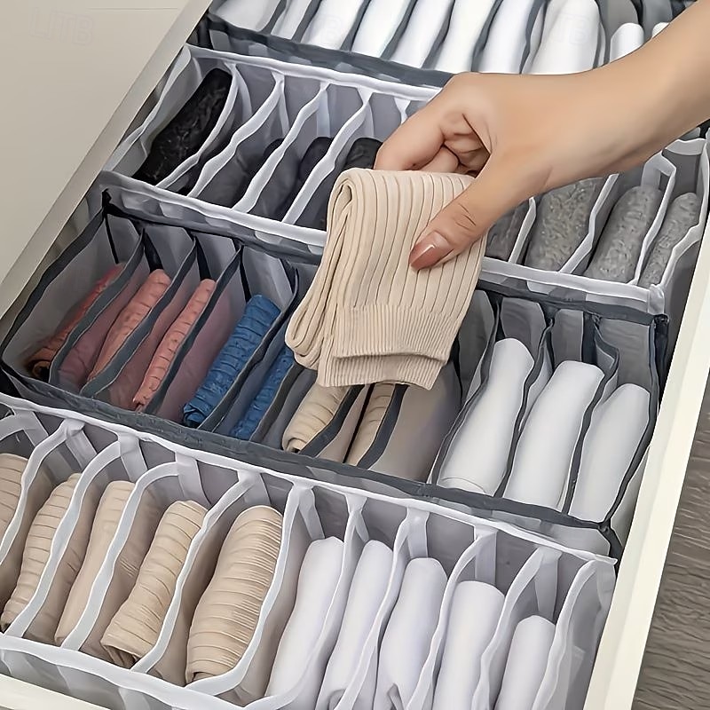 5-Piece Foldable Wardrobe Storage Boxes - Grid Underwear Storage Bags - Multi-Size Nylon Drawer Dividers for Underwear, Socks, and Ties, Stylish 2026 - $16.49 –P2
