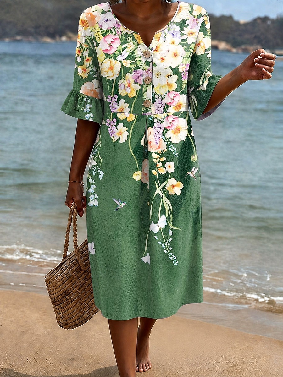 Femmes Robe Midi Robe d'Été Robe Décontractée Robe trapèze Élégant Vacances Occasionnel Plage Fête Coupe Ample Graphique Géométrique Manche Courte Col en V Bleu Rose Claire Violet Vert Été Printemps de 2026 ? $45.99 –P5