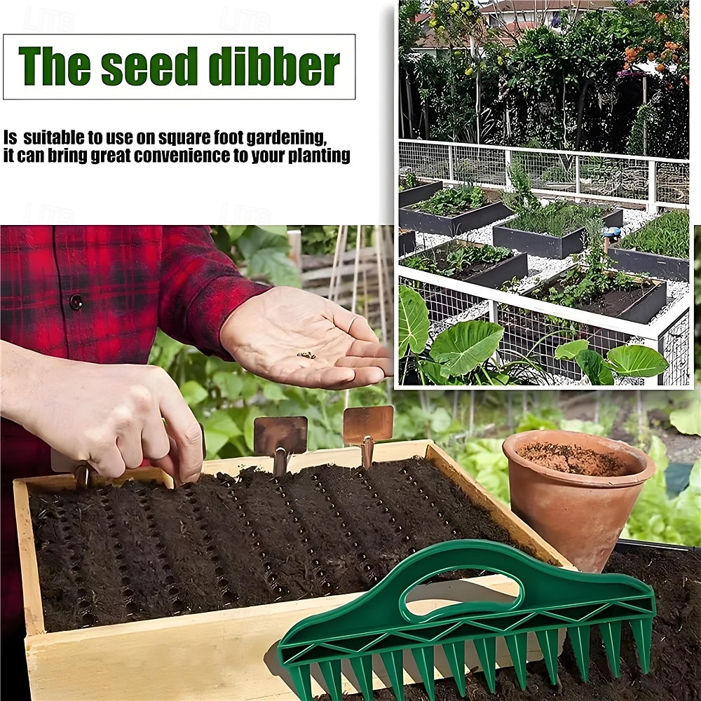 Handzaaimachine met 12 gaten voor snel zaaien, zaadverspreider voor handmatig zaaien, draagbare zaadafstandhouder, grondprikker voor het planten van zaden en het losmaken van de grond. 2026 - $10.49 –P8