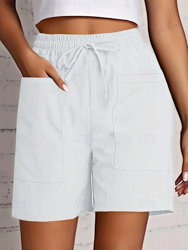 Per donna Bermuda Chinos Shorts Pantaloni Eleganti Vacanza Essenziale Comfort Corto Vita Alta Semplice Coulisse Comodità Elasticizzato Quotidiano Casual Quotidiano Blu Rosso Aalbicocca Nero Estate del 2026 a $20.99 –P11