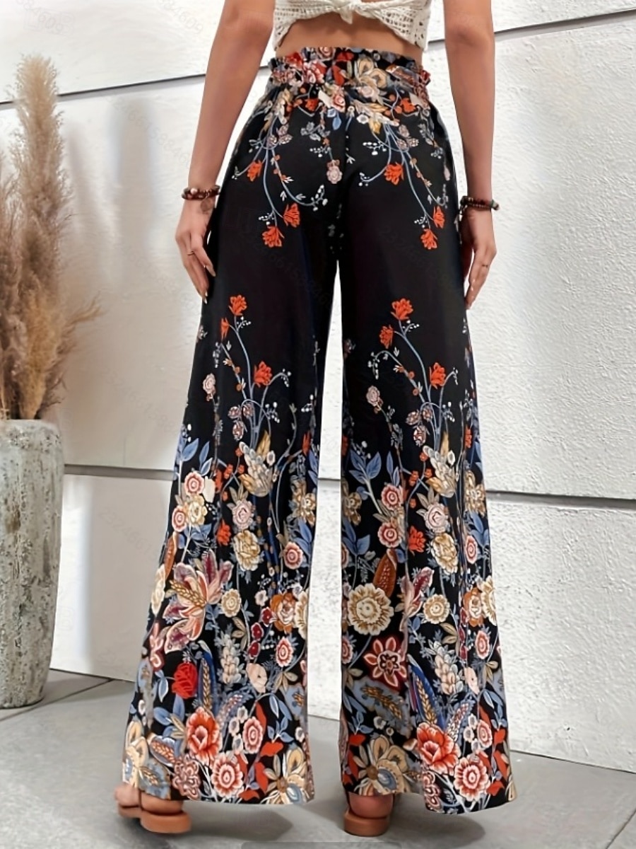 Damskie Spodnie szerokie nogawki Typu Chino Urlop Codzienny Boho Pełna długość Wysoka talia Kwiaty Graficzny Elastyczny pas Nadruk Wygodne Miękka Wygodny Elastyczny Na zewnątrz Urlop Ulica Niebieski 2026 - $24.99 –P10