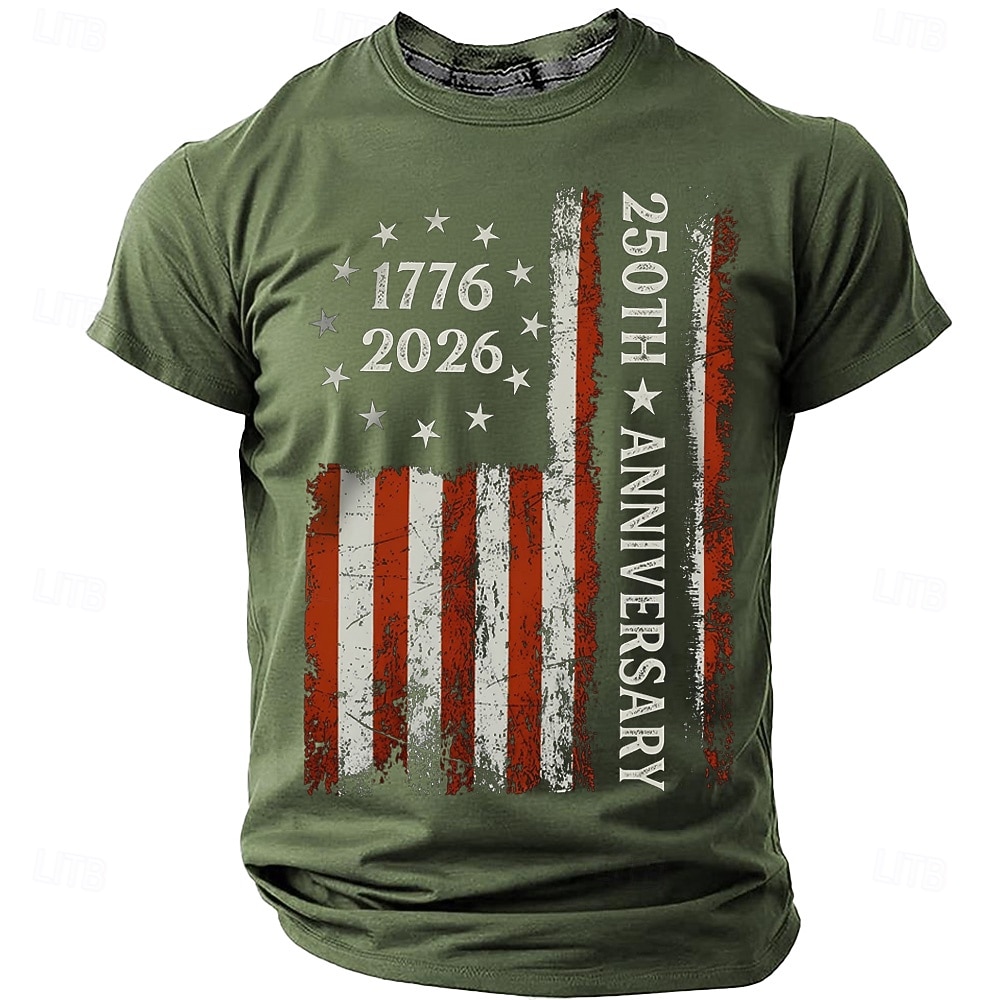 4th of July 2026 250th Memorial Day Men's 3D Print US Flag Crew Neck Short Sleeve T-Shirt Daily Street 2026 - $22.99 –P3