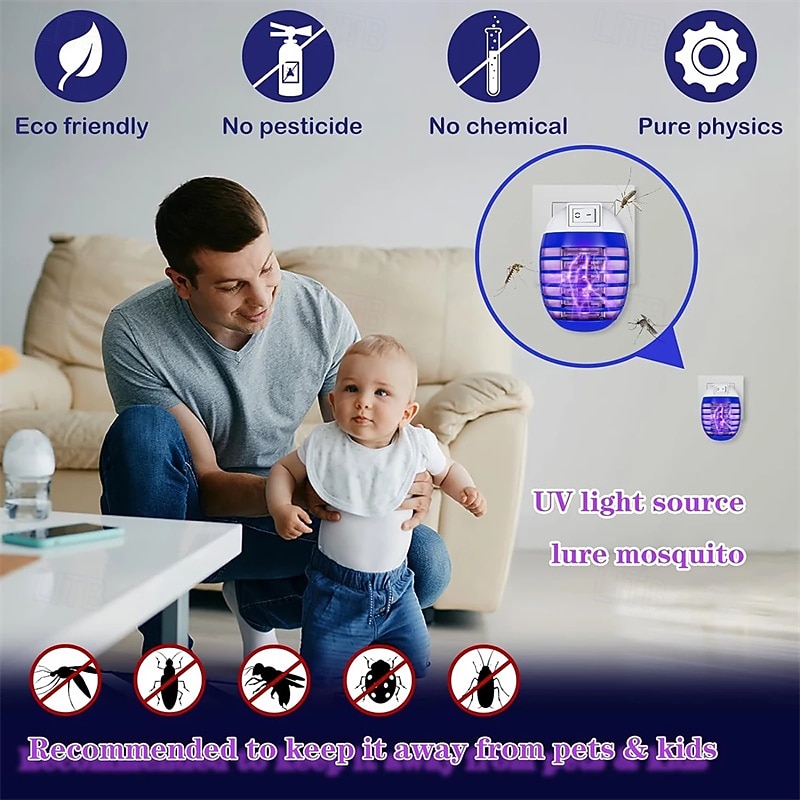 4 Pcs Electric Bug Zapper Indoor, Plug-in Mosquito Killer with UV Light, Fly Trap for House, Effective Against Fruit Flies Gnats Moths Ants Midges, Quiet & Safe for Kitchen, Cleaning Brush Included 2026 - $19.99 –P2