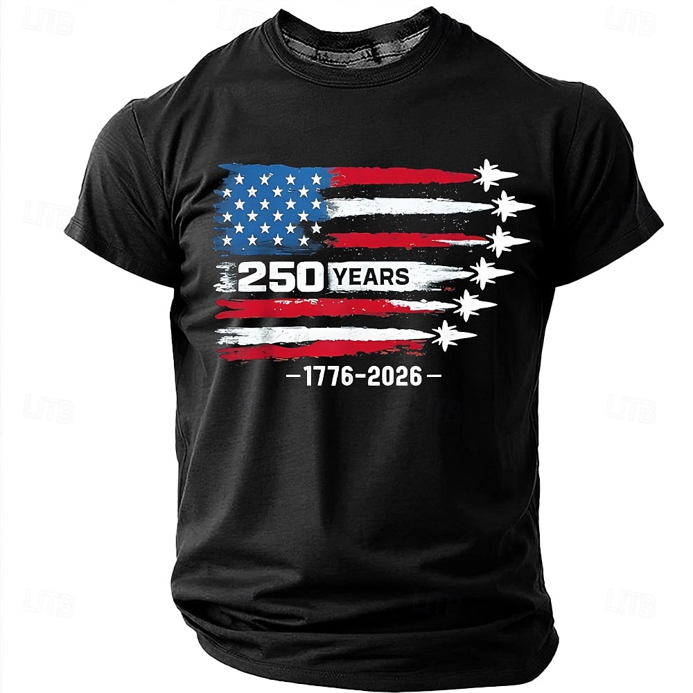 4 juli 2026 250:e Herr Amerikanska amerikanska flaggan Rolig Slang T-shirt Kortärmad T-shirt 3D-tryck Rund hals Skjorta Mode Dagligen Dagligen Gata Blå Ljusblå Grapefruktljung Sommar Vår Kläder S M L 2026 - $19.99 –P2
