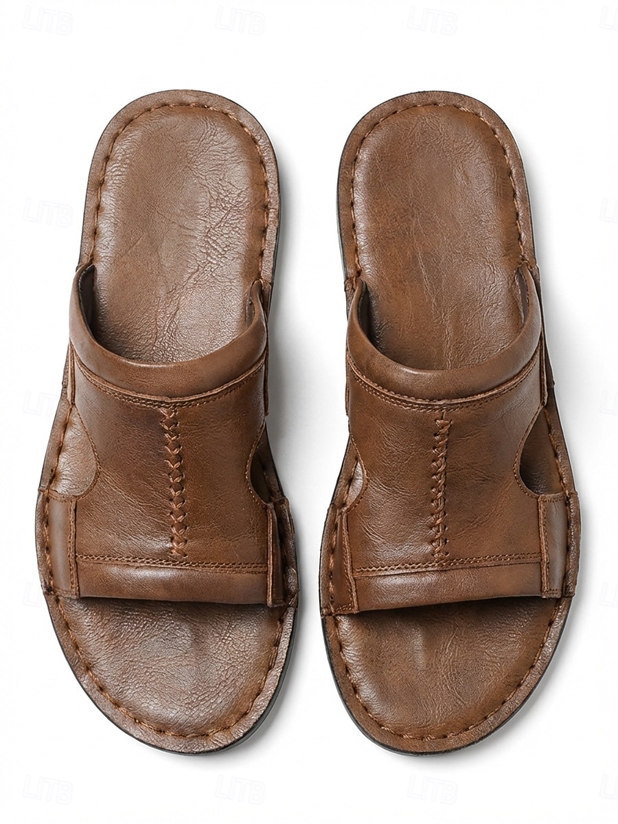 Braune Herren-Fischersandalen aus Kunstleder, offene Zehenpartie, bequeme Strandschuhe für Strandurlaub, Reisen ans Meer, Küstenwanderungen, Freizeit im Resort und sommerliche Freizeitkleidung 2026 - $46.99 –P3