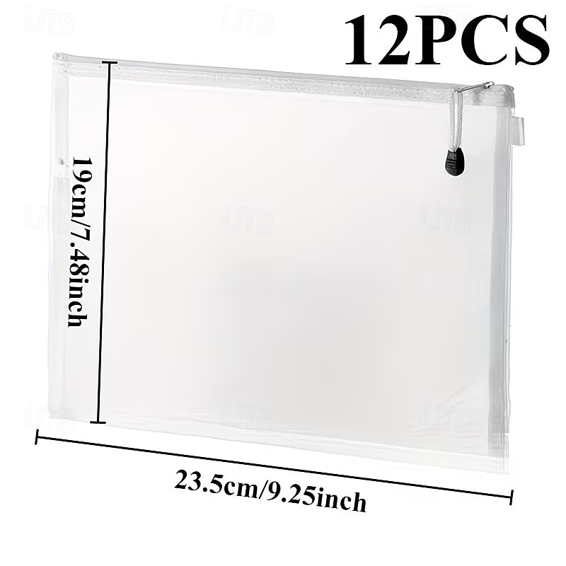 12PCS Large-Capacity Office Mesh File Bags, Breathable Nylon Folders and Envelopes, Transparent Pen Bags, Puzzle File Storage Folders, Zippered Briefcases, Suitable for Office Organization and Busines 2026 - $15.99 –P8