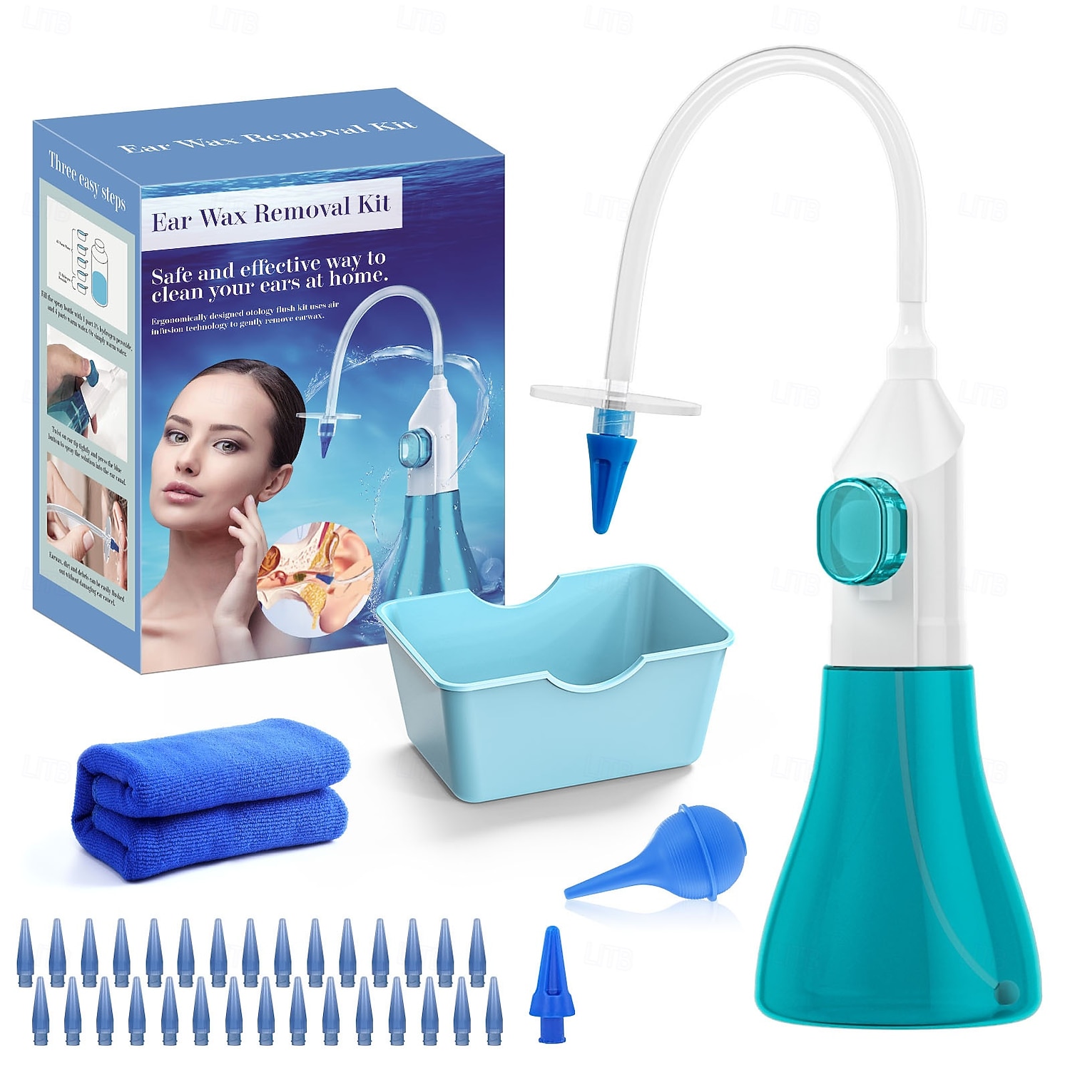 Complete Ear Wax Removal Kit, Manual Ear Irrigation System with Spray ...