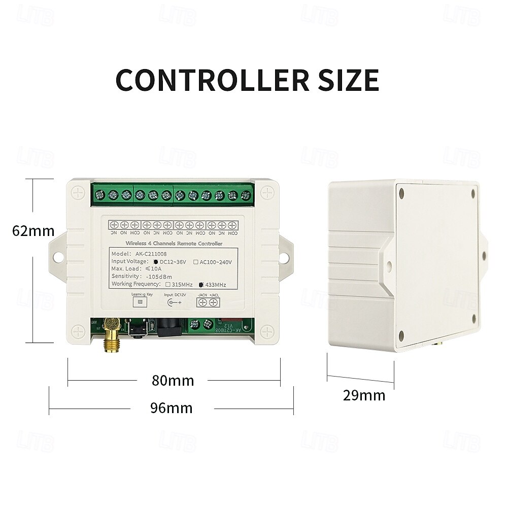 DC 12V 24V 36V 4-Channel Wireless Remote Control Switch, 433MHz RF Relay Receiver Module with 2 Long Range Antennas & 4-Button Transmitter, 10A Controller for Garage Gate Lights DIY 2026 - $25.99 –P5