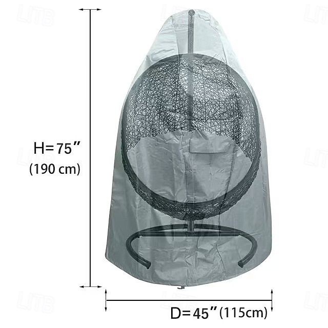أغطية أثاث الفناء، أغطية كراسي الفناء البيضاوية بسحاب، غطاء كرسي خارجي مقاوم للماء والظروف الجوية القاسية، غطاء كرسي معلق مقاوم للرياح، 75 بوصة × 45 بوصة، أسود، عبوة واحدة 2026 - $22.99 –P1