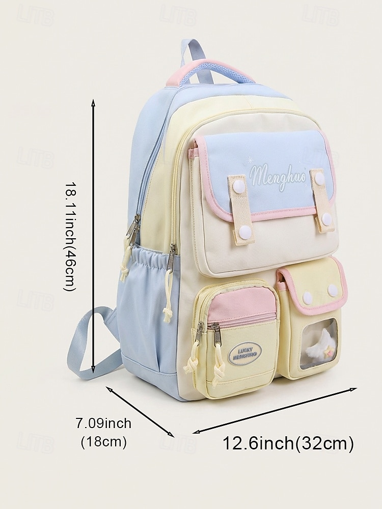 Women's Macaron Color Polyester Backpack, Large Capacity School Bag with Adjustable Straps for Middle School Girls, Back to School, Travel, Outdoor Sports 2026 - $32.99 –P10