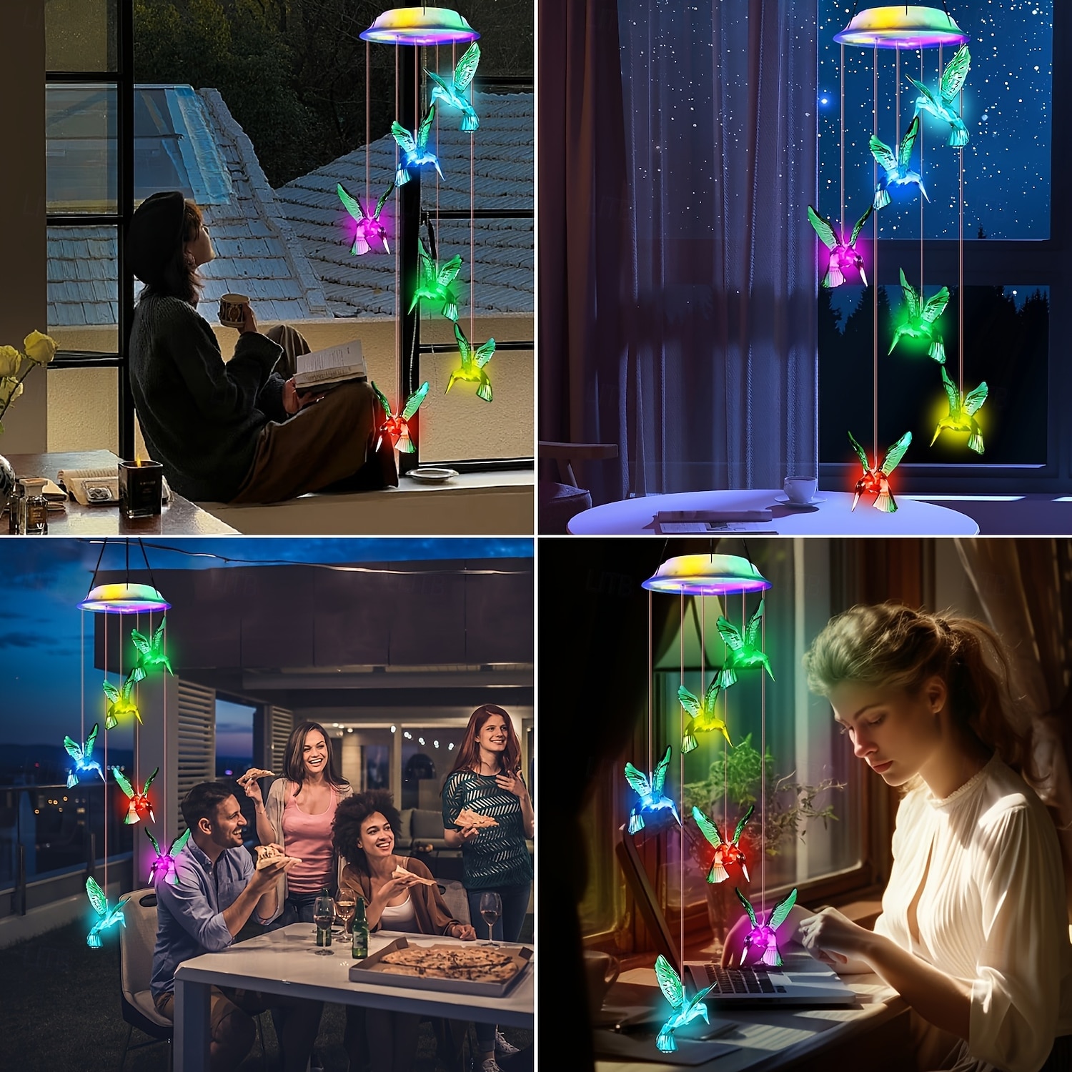 colibri &Carillon lumineux solaire papillon étanche pour extérieur, lot de 2, idéal pour le jardin, la terrasse, le balcon, la cour, la villa, la décoration estivale et les anniversaires. Parfait pour de 2026 ? $30.99 –P3
