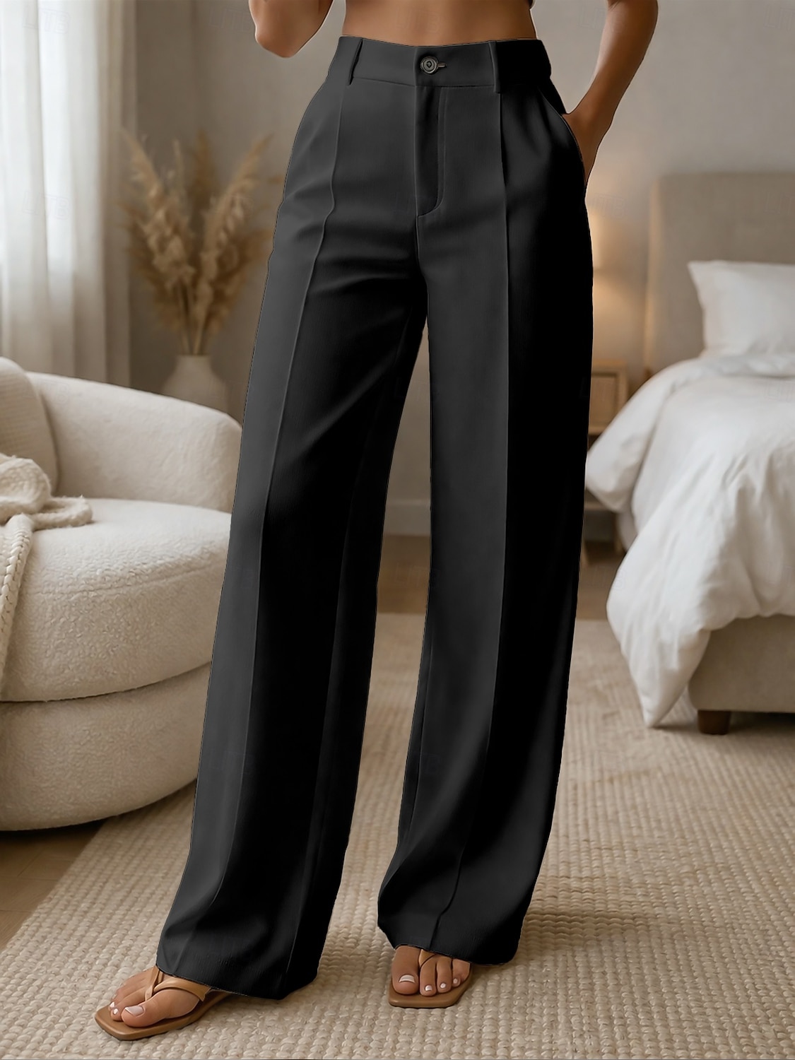 Γυναικεία Πλατύ Πόδι Παντελόνια Παντελόνι επίσημο Casual παντελόνι Μοντέρνα Κομψό στυλ street Βασικό Πλήρες μήκος Ψηλή Μέση Σκέτο Τσέπη Ελαστική μέση Άνετο Ανελαστικό Καθημερινά Γραφείο Διακοπές 2026 - $10.99 –P3