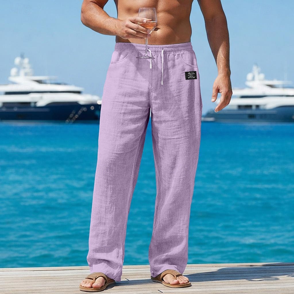 Per uomo Pantaloni di Lino Pantaloni Pantaloni Estivi Pantaloni Larghi Pantaloni da Spiaggia Elastico in vita Gamba Dritta Semplice Comodità Traspirante Lunghezza intera Casuale Quotidiano All'aperto del 2026 a $27.99 –P3