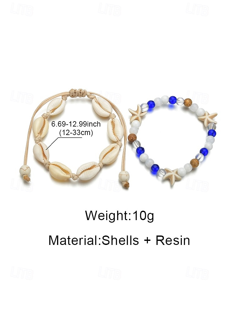 Женский богемный браслет на лодыжку из ракушек с подвесками в виде звезд, двухслойный, регулируемая длина, идеально подходит для пляжного отдыха, повседневной носки и летних аксессуаров. 2026 - $7.99 –P8