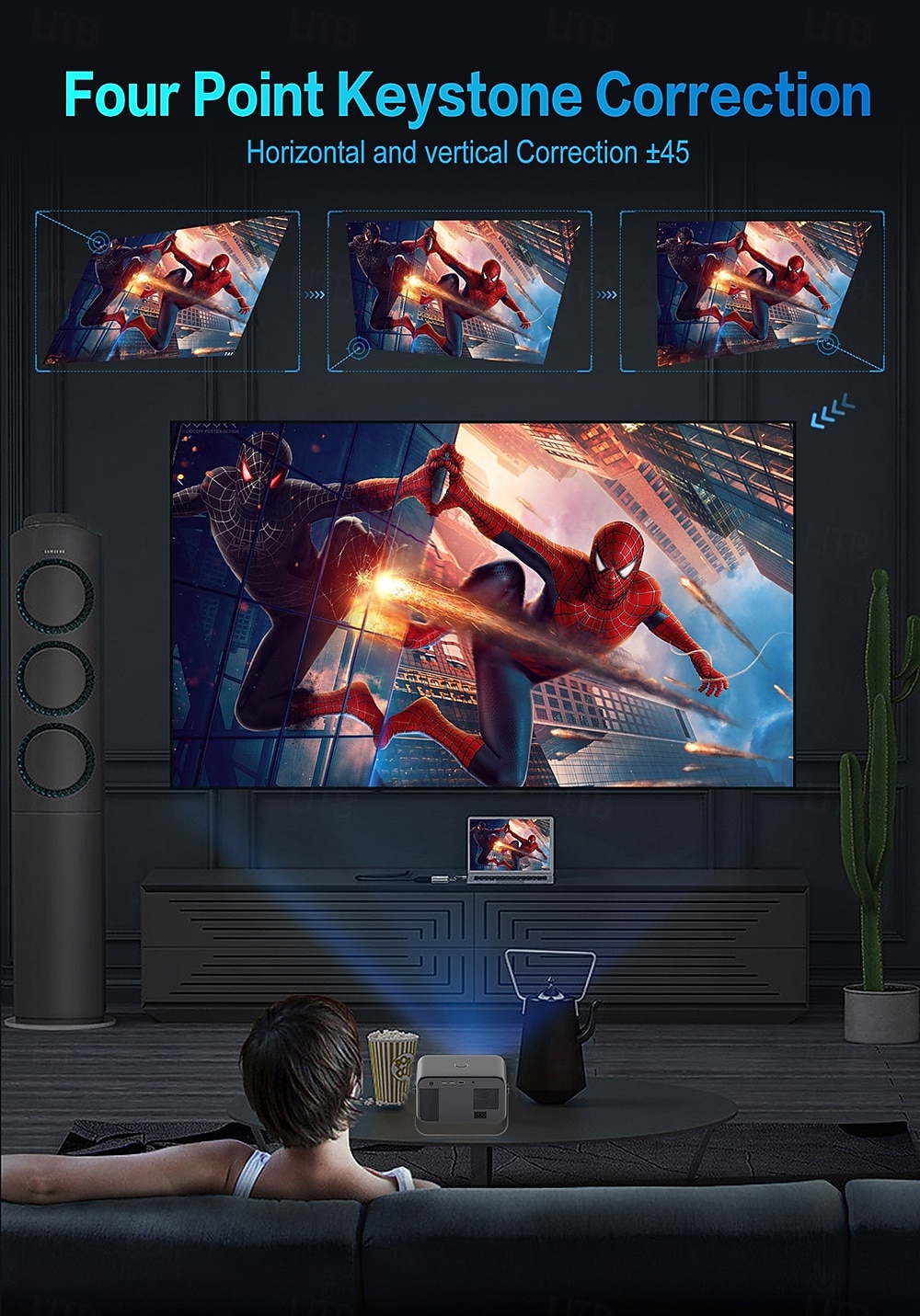 Android 11.0 Mini Projector with WiFi and Bluetooth, Support 4K Video Decoding, H713 Quad Core Processor, 5G Dual WiFi Portable Projector, HDR10+ Home Theater Movie Projector for Outdoor 2026 - $201.99 –P8