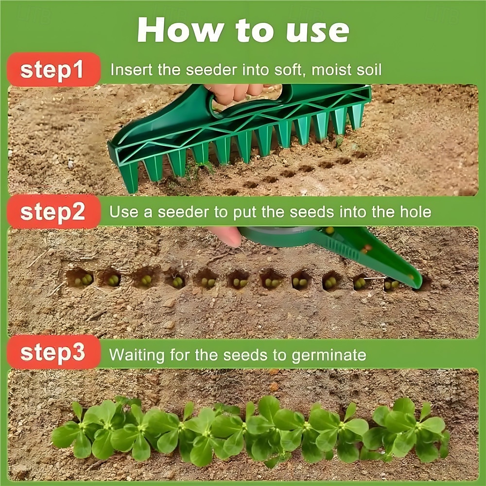 Handzaaimachine met 12 gaten voor snel zaaien, zaadverspreider voor handmatig zaaien, draagbare zaadafstandhouder, grondprikker voor het planten van zaden en het losmaken van de grond. 2026 - $10.49 –P10