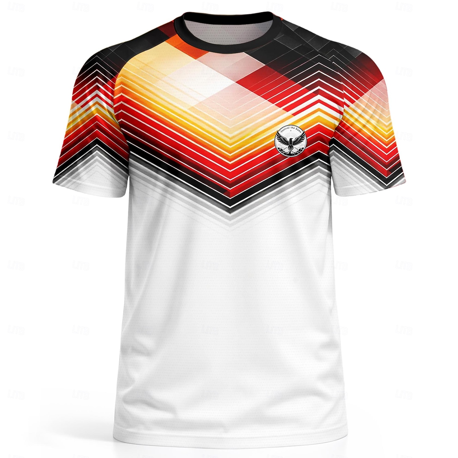Camiseta de futebol masculina estilo alemão, com estampa geométrica, ideal para o verão, manga curta, proteção solar UPF 50, secagem rápida, tecido de malha respirável, modelo 2026, perfeita para de 2026 por $18.99 –P2