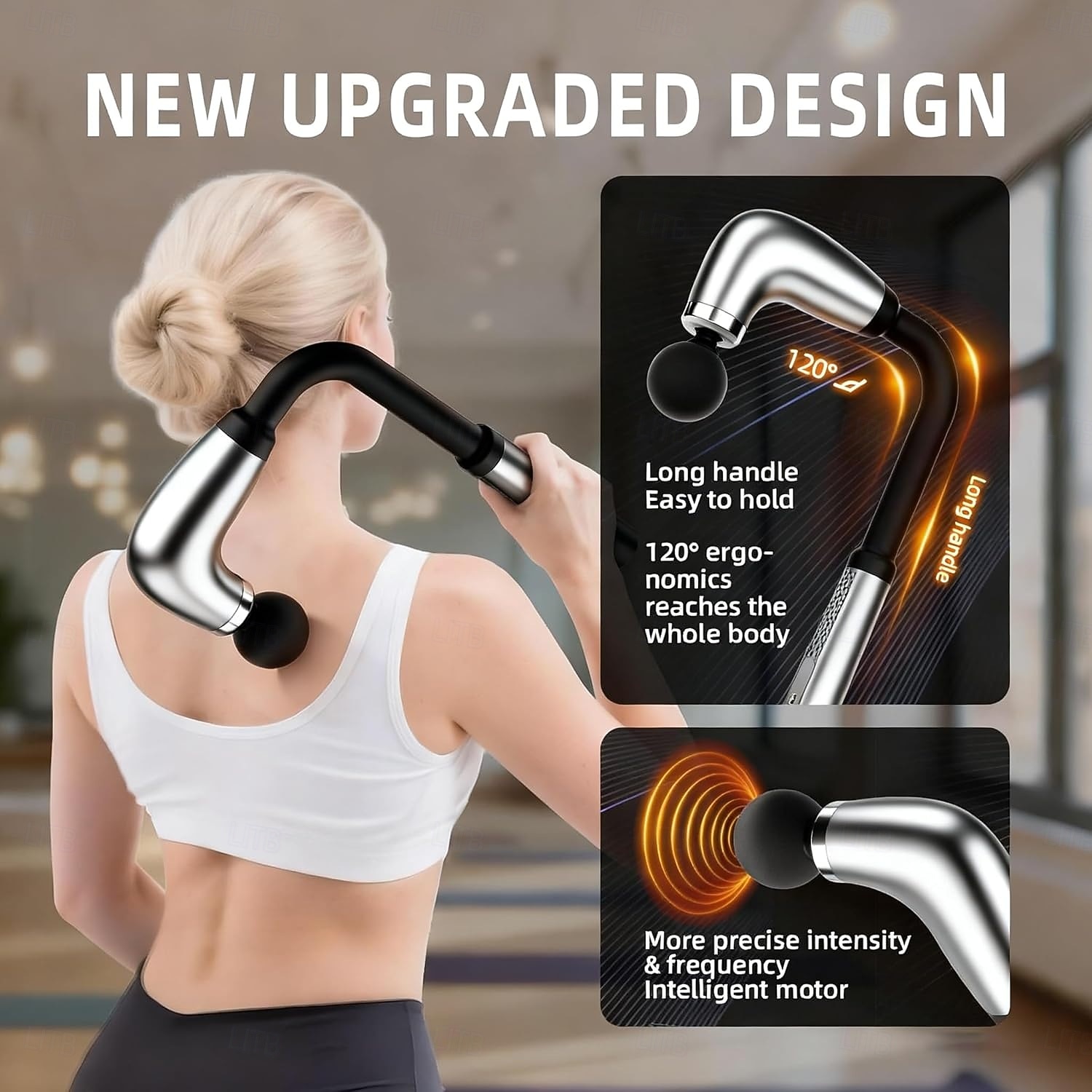 Deep Tissue Massage Gun for Back & Full Body -   Upgraded Long Handle Percussion Muscle Massager with 4 Replaceable Heads, Adjustable Speeds and Quiet Motor 2026 - $37.99 –P9