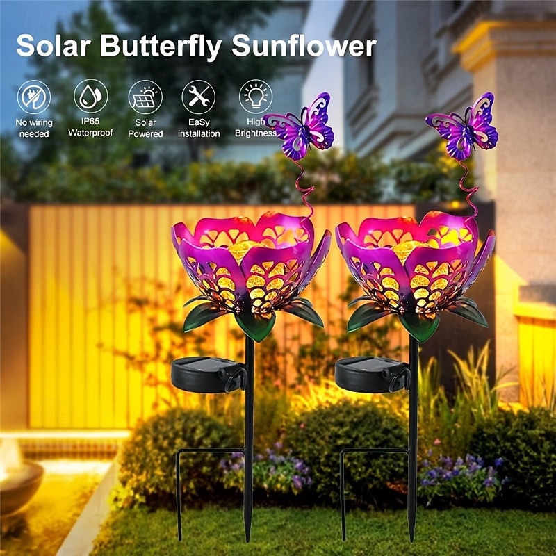 Buitenverlichting op zonne-energie in de vorm van een tulp, IP65 waterdicht, metalen bloem, ideaal voor de decoratie van binnenplaatsen, tuinen en paden, tuinornament op zonne-energie, gazondecoratie, 2026 - $23.99 –P10