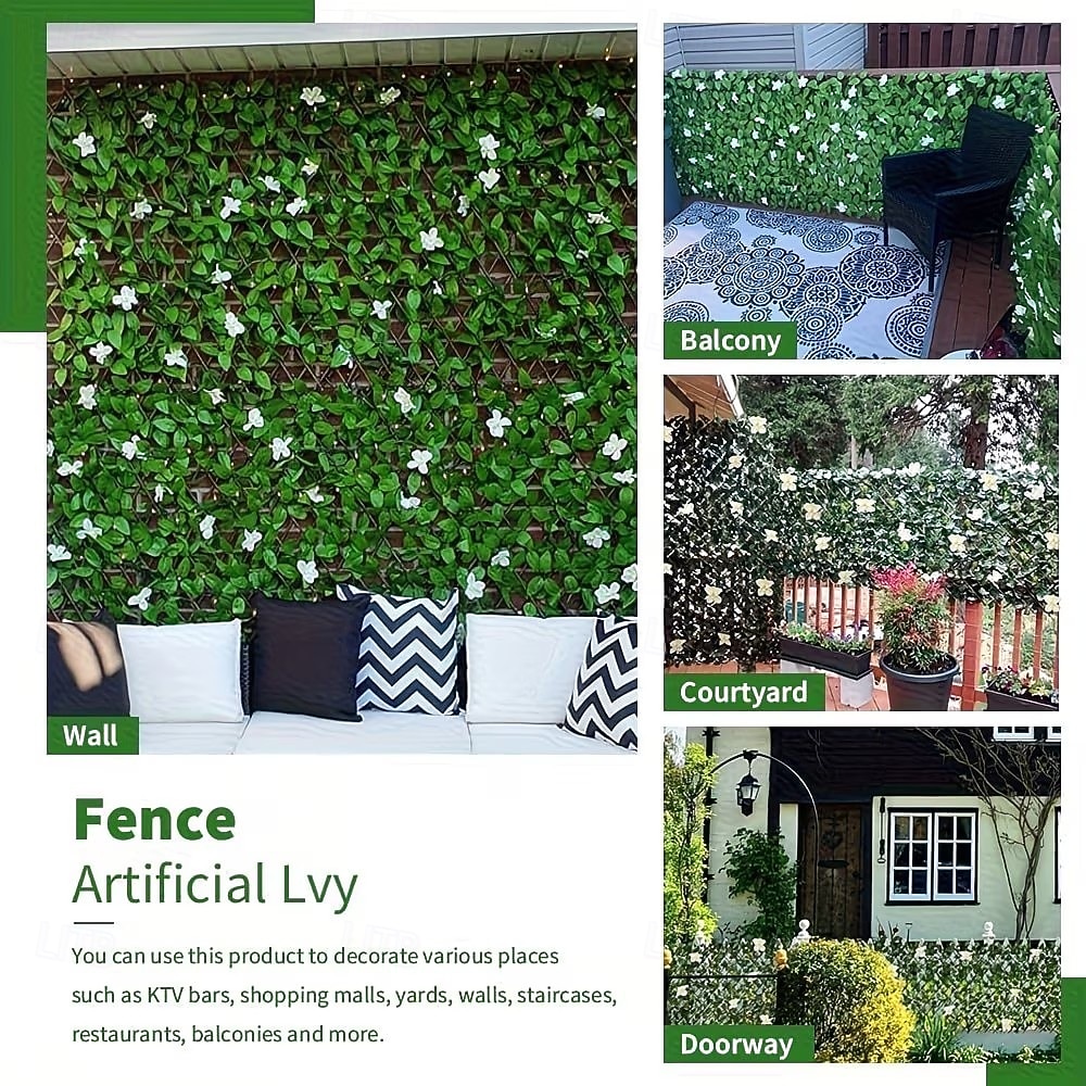 Expandable Artificial Ivy And Orchid Privacy Screen Fence With Realistic Green Leaves, Durable Wood-Plastic Material, Maintenance-Free Outdoor Garden Decoration, Ideal For Patio, Balcony, Backyard 2026 - $23.99 –P7