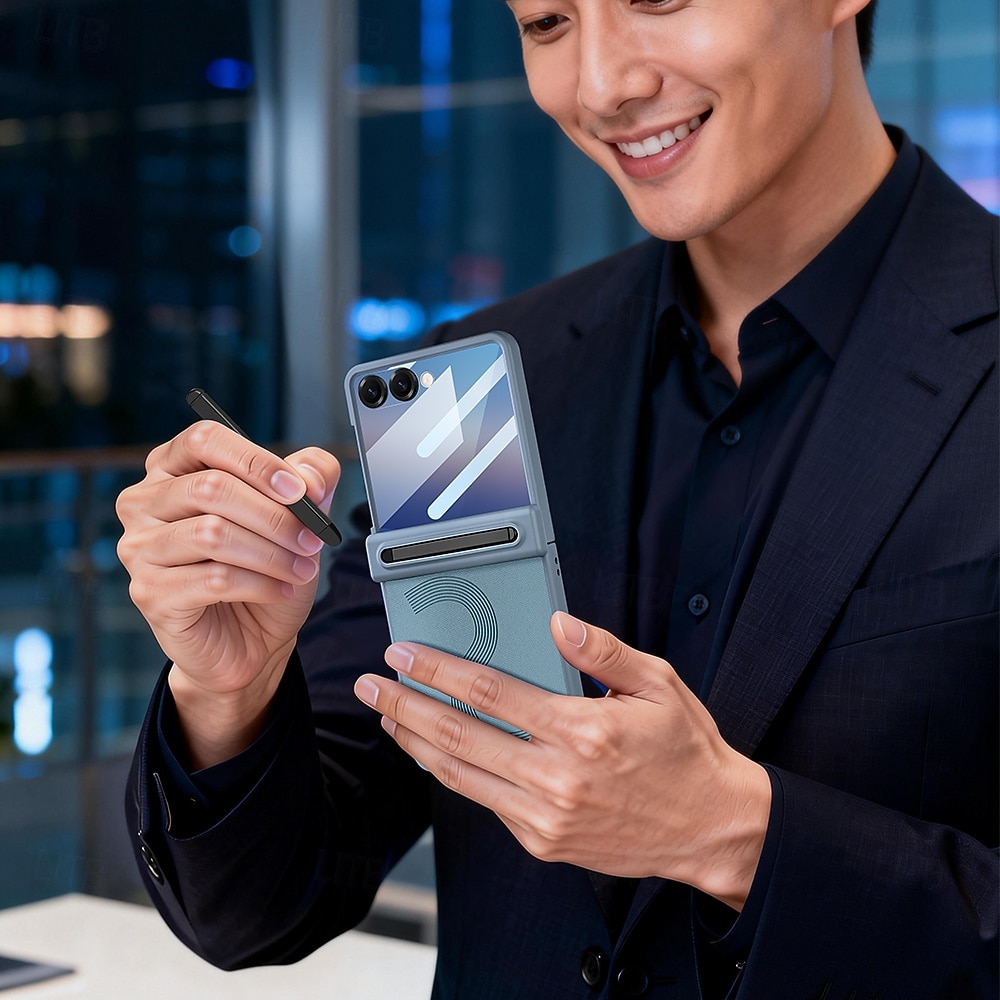 Phone Case For Samsung Galaxy Z Flip 7 Z Flip 6 Back Cover with Screen Protector PU Leather 2026 - $29.99 –P13
