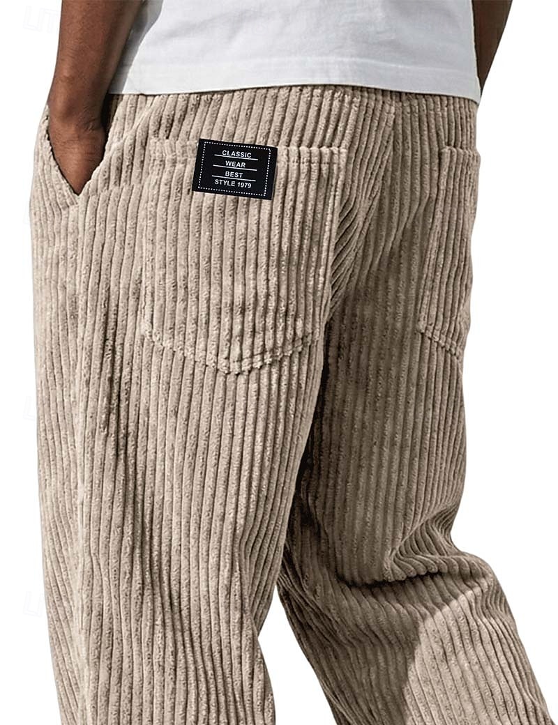 Bărbați Pantaloni Pantaloni Corduroy Pantaloni de iarnă Pantaloni casual Pantaloni largi Cordon Picior drept Culoare solidă Confort Απαλό Lungime totală Casual Zilnic În aer liber Modă Stil Clasic 2026 - $29.99 –P2