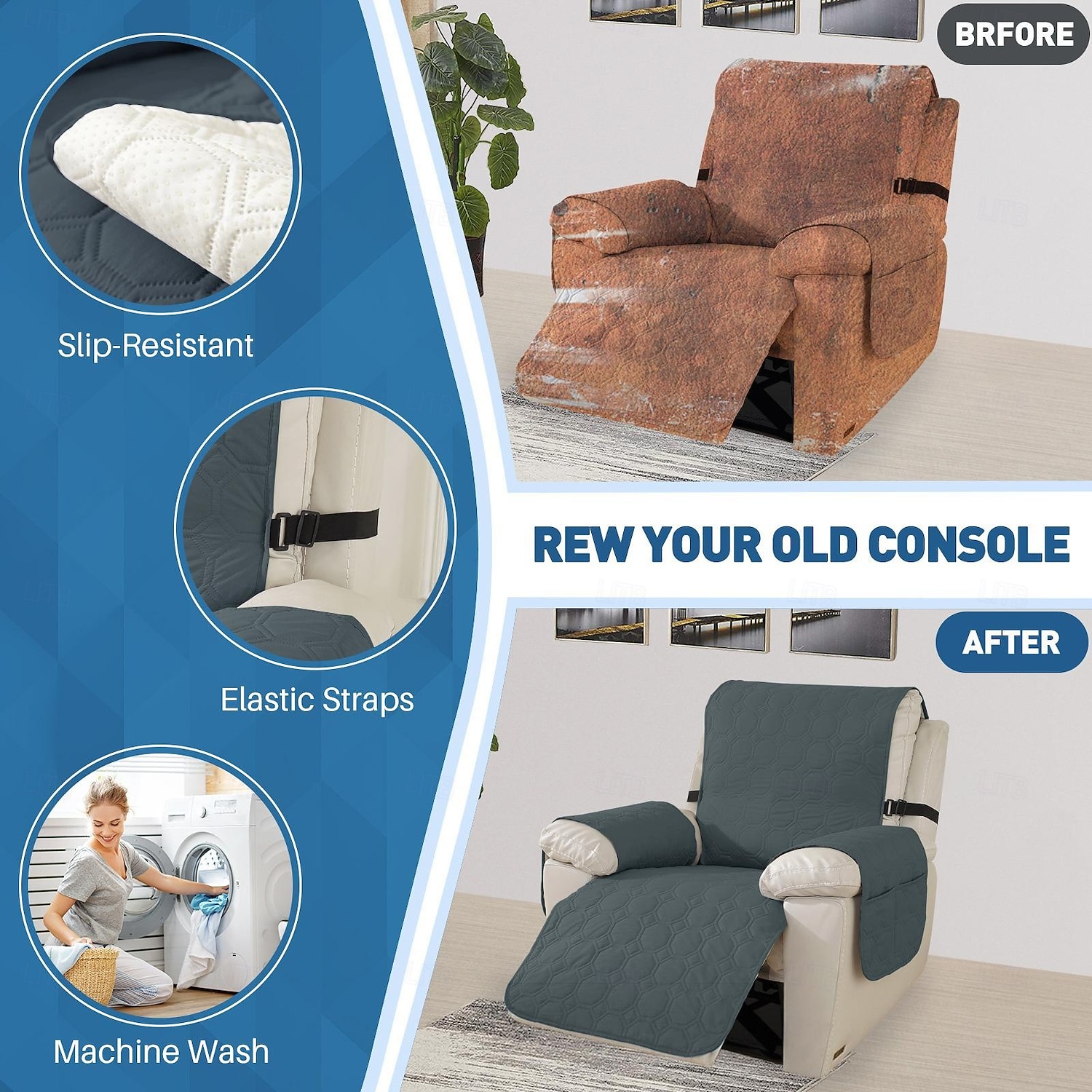 Husă de canapea impermeabilă, rabatabilă, matlasată, pentru animale de companie, din material textil, o singură bucată, acoperire completă, protector de canapea, antiderapant, antipete, protector de mobilier, utilizare în toate anotimpurile, pentru câini  2026 - $37.99 –P5