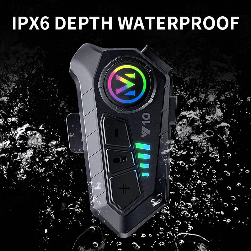 Motorcycle Helmet Bluetooth Headset Y10, Wireless Helmet Communication System with RGB Light, Noise Cancelling Speakers for Music & Hands-Free Calls, Waterproof for Motorcycling 2026 - $31.99 –P8