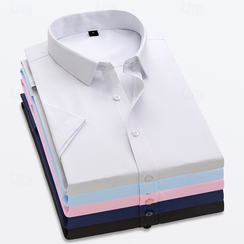 Men's Shirt Dress Shirt Button Up Shirt Plain Daily Business Light Blue Black White Pink Short Sleeve Turndown Spring All Seasons Clothing Apparel 2026 - $21.99 –P1
