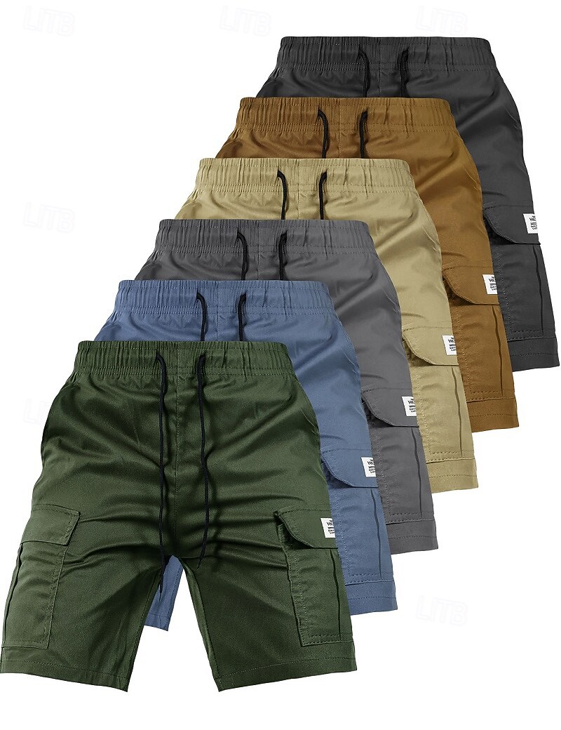 Men's Tactical Cargo Cargo Shorts Shorts Casual Shorts Drawstring Pocket Elastic Waist Plain Comfort Breathable Knee Length Casual Daily Outdoor Vacation Fashion Blue Black Micro-elastic 2026 - $24.99 –P1