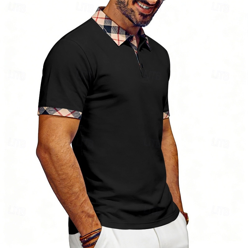 Hombre Camisetas polo Casual Negocio Diseño Manga Corta Básico Moderno Plaid Ligero Botones Verano Primavera Ajuste regular Azul Piscina Negro Blanco Rojo Azul Marino Albaricoque Camisetas polo 2026 - $21.99 –P19