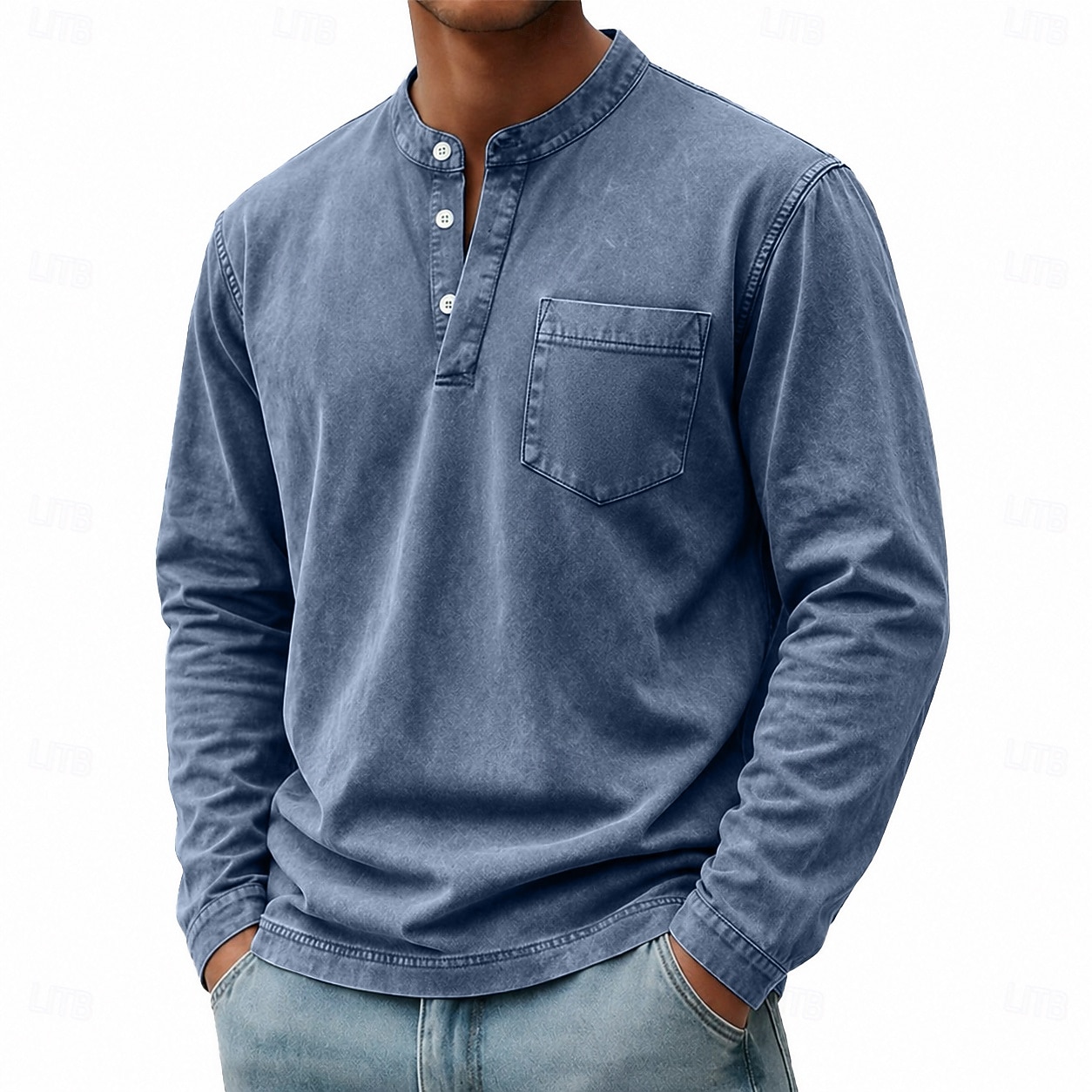 Homme Chemise Henley Chemise 100% coton délavée à l'acide T-shirt manche longue Vintage Rétro Vintage Occasionnel Le style rétro Lavé Henley Occasionnel Printemps Automne Toutes saisons Marron fonc de 2026 ? $31.99 –P17