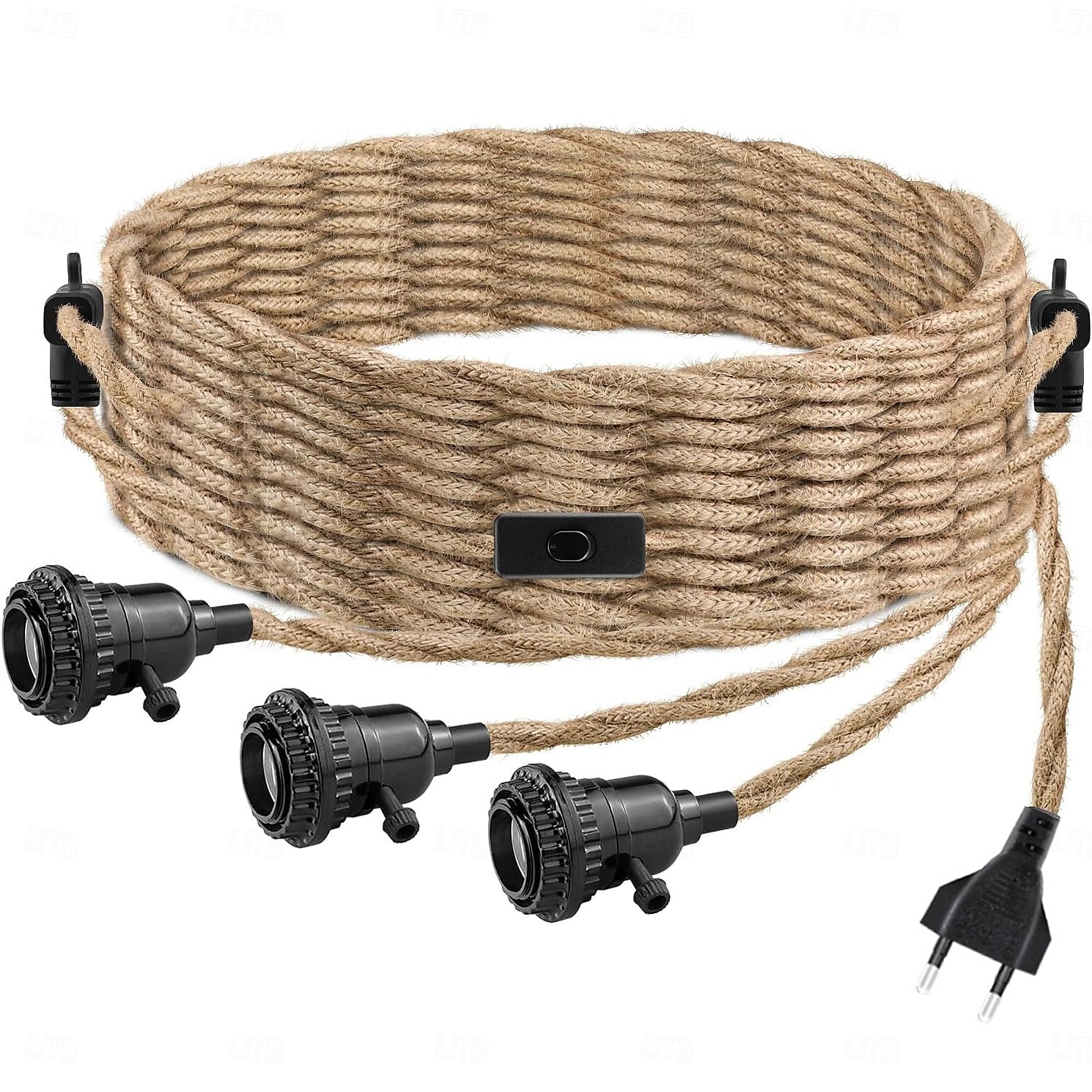 15 stóp z 1 wtyczką do lampy wiszącej, 23 stopy z 3 wtyczkami do lampy wiszącej, lampy wiszące z przewodem wtykowym, zestaw lamp wiszących z konopnej liny z dwustopniowym przełącznikiem, zestawy lamp 2026 - $54.99 –P1