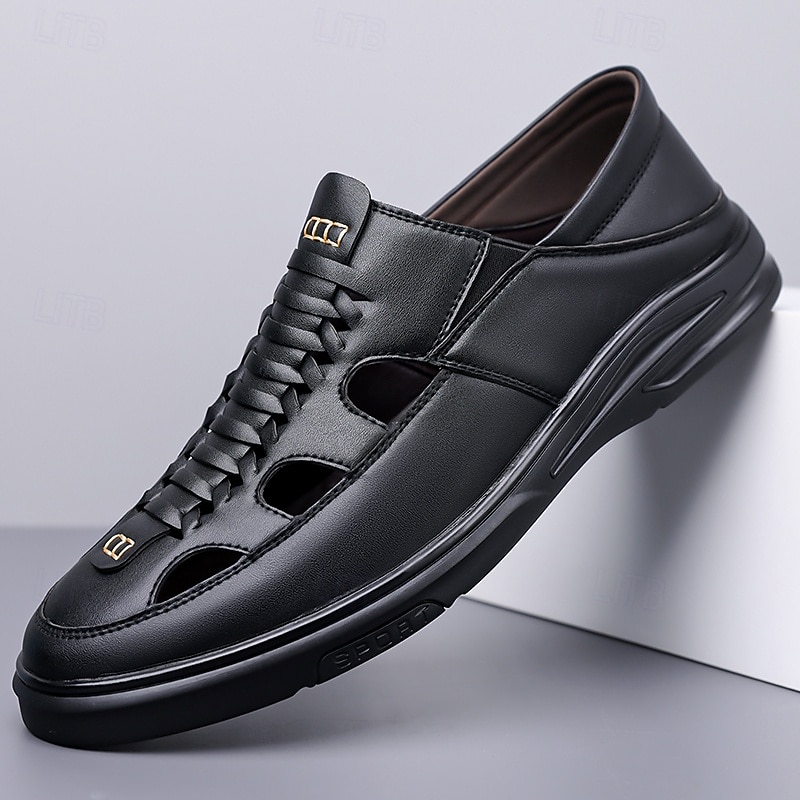 Sandale bărbătești albastre, cu șireturi, casual, respirabile, cu vârful închis, confortabile, de vară, stil smart casual pentru bărbați, ideale pentru purtare zilnică, călătorii în vacanță 2026 - $34.99 –P6