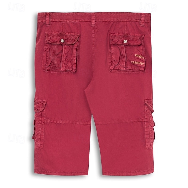 Men's Cargo Shorts Hiking Shorts Leg Drawstring Wearable Elastic Cuff Plain Solid Comfort Knee Length Casual Daily Outdoor Vacation Fashion Navy Blue Red Micro-elastic 2026 - E£2184.01 –P2