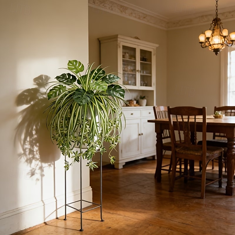 Sada 2 ks = pavoučí rostlina + monstera, umělé závěsné rostliny v severském stylu, UV odolná venkovní zeleň pro domov, obývací pokoj, dekoraci na balkon, vhodné na Valentýna, Velikonoce atd. 2026 - $16.99 –P6