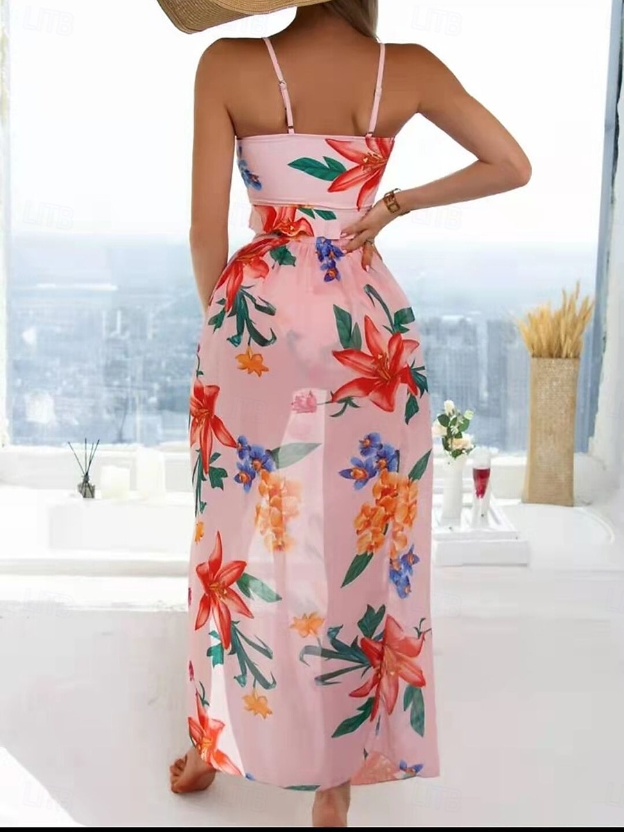 Damen Badeanzug Bikini Dreiteilig Slips Bademode Gerafft Urlaub Strandbekleidung Blumen Grafik V Ausschnitt Ärmellos Badeanzüge 2026 - $26.99 –P6