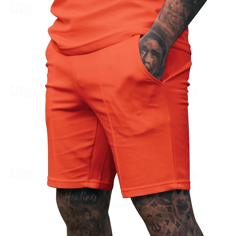 Voor heren Sweat short Korte broek Zomer korte broeken Casual korte broek Zak Elastische taille Effen kleur Comfort Ademend Knielengte Casual Buiten Vakantie Vakantie Modieus Zwart Wit Micro-elastisch 2026 - $17.99 –P6
